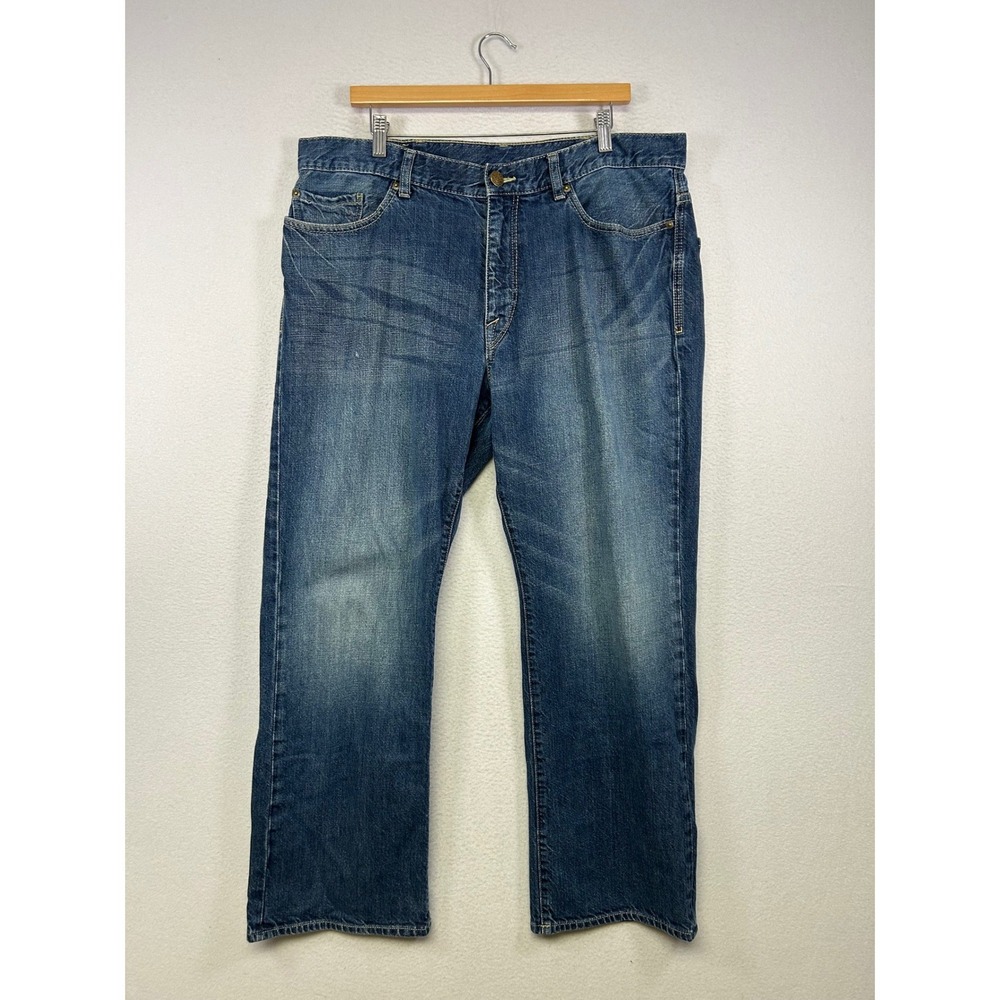 Y2K Grunge Express Mens 38x30 Blue Medium Wash Straight Leg Denim Jeans